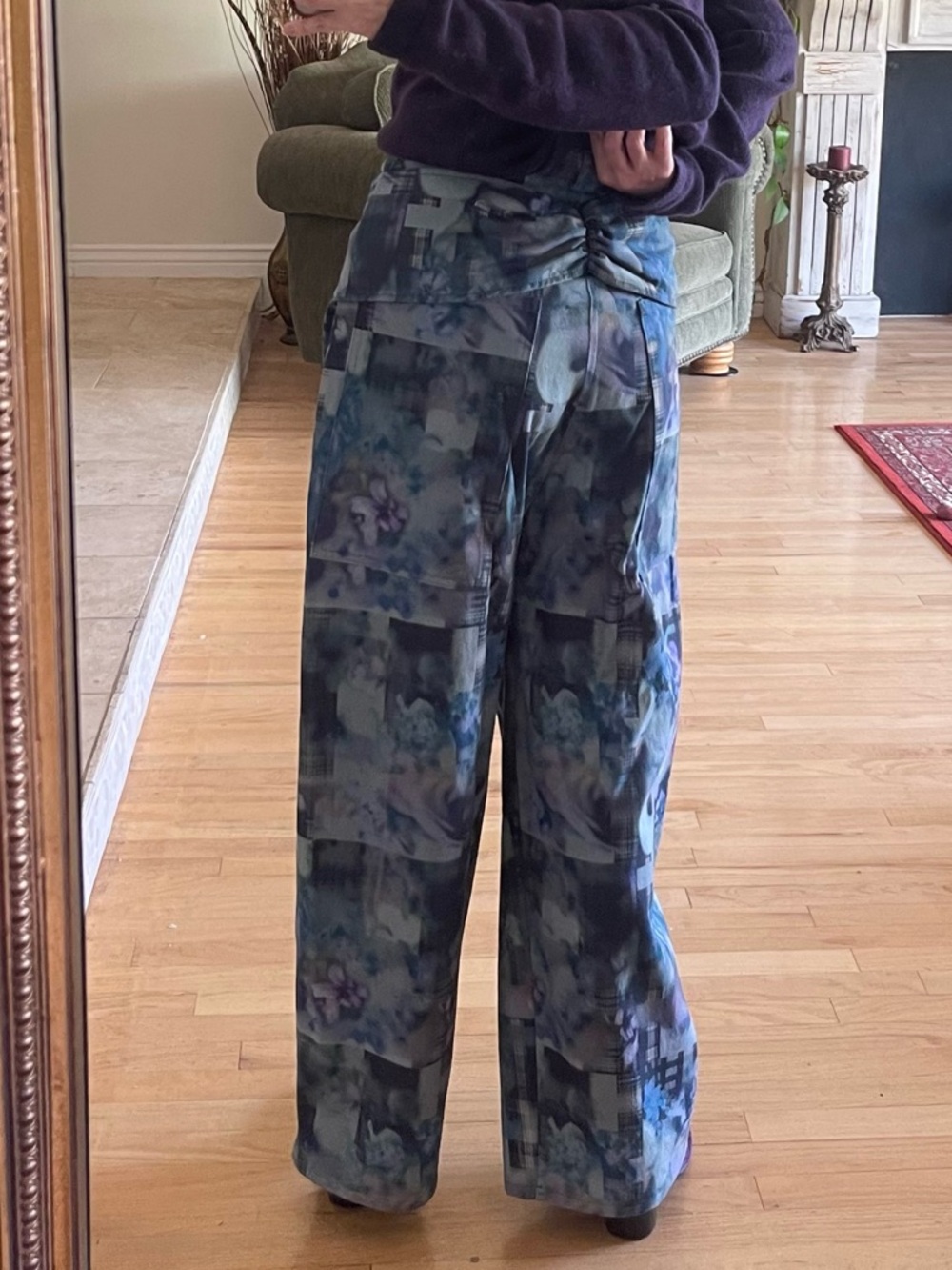 Designer: COLLINA STRADA Navy Garden Blur Bungee Avant Garde Pants Sz M 2 or 4 - Picture 6 of 11
